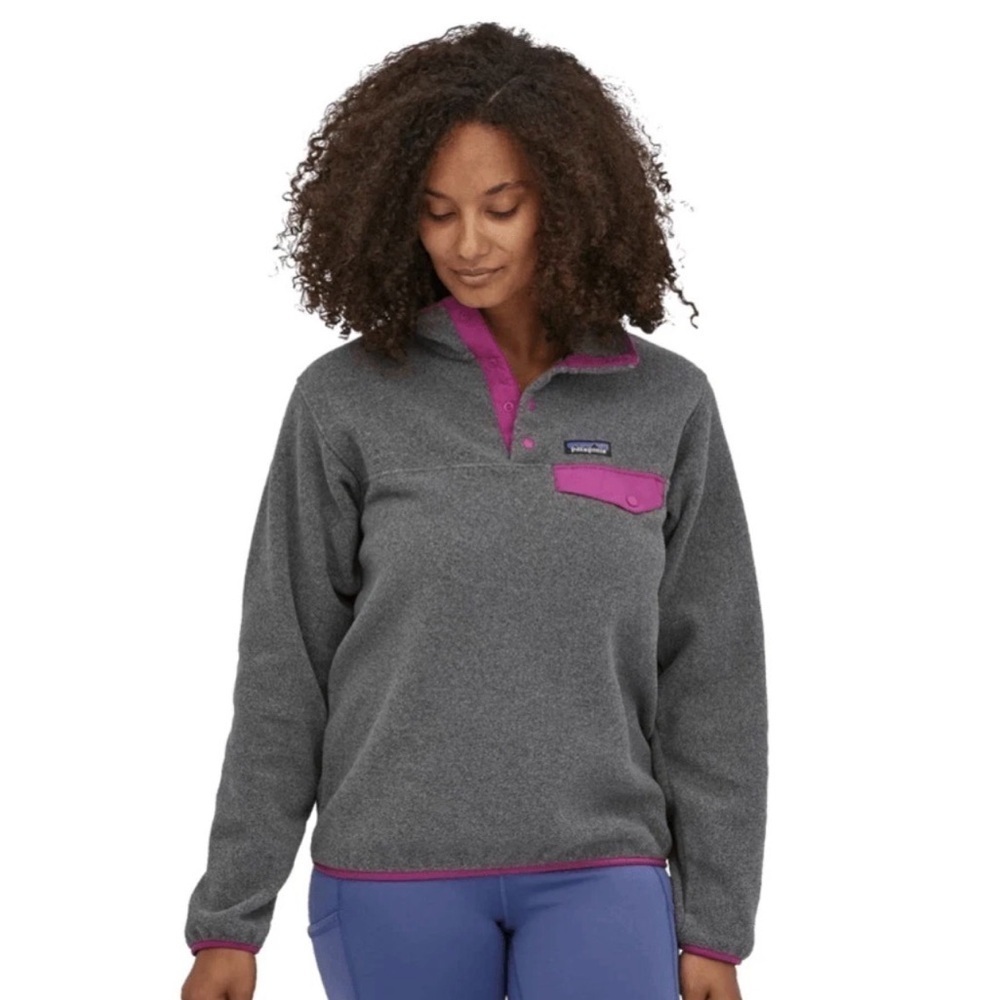 Patagonia Lightweight Synchilla Snap-T Fleece Pullover Grey Pink Women’s Small